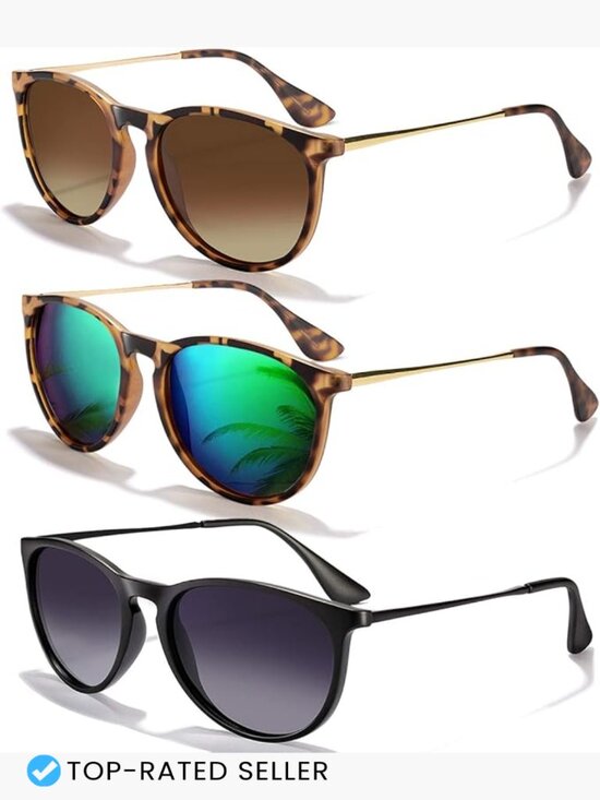 Polarized Retro Round Sunglasses Vintage Trendy Unisex UV Protection Mirrored main image 5